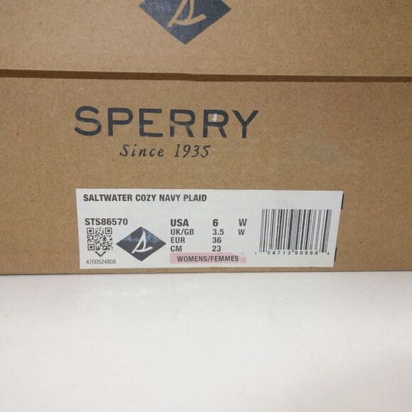 NEW Sperry Saltwater Cozy Wool Navy Blue Plaid Duck Winter Boots Women's 6 - Picture 4 of 9